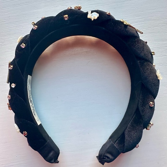 Handmade Alice in Wonderland Headband with Swarovski Crystals, Black Velvet - Picture 3 of 4